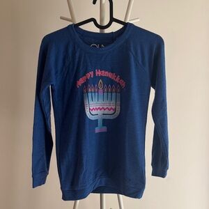 Chaser Kids Blue Hanukkah Long Sleeve Tee
